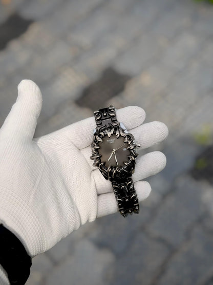 Luxury Flame Skeleton Stainless Steel Quartz Watch – Premium Fashion Wrist Watch